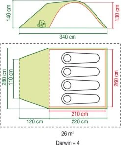 Coleman Darwin 4 Plus Koepeltent - 4-Persoons - Groen -Buitenkampeer Winkel 1003x1200