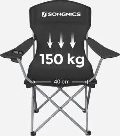 MIRA Home - Campingstoel Set Van 2 Inklapbaar - Klapstoel Met Robuust Frame - Met Flessenhouder - 76 X 51.5 X 95.5 Cm - Zwart -Buitenkampeer Winkel 1062x1200