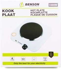 Benson Kookplaat - Enkel - Wit - 1000W -Buitenkampeer Winkel 1067x1200