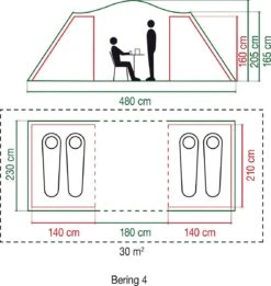 Coleman Bering 4 Vis-a-Vis Tent - Familietent - 4-Persoons - Groen -Buitenkampeer Winkel 1136x1200