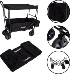 AREBOS Handwagen Vouwbare Dak Handwagen Vouwbare Trolley Uitrustingswagen Zwart -Buitenkampeer Winkel 1141x1200 5