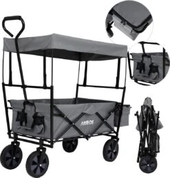 AREBOS Handwagen Vouwbare Dak Handwagen Vouwbare Trolley Uitrustingswagen Grijs -Buitenkampeer Winkel 1146x1200 4