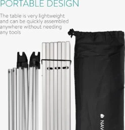 Navaris Campingtafel - Inklapbaar Campingtafeltje Van Aluminium - Opvouwbare Tafel Inclusief Draagtas - Picknicktafel - Zilver -Buitenkampeer Winkel 1154x1200 1