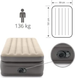 Intex Prime Comfort - Luchtbed - 1-Persoons - 99x191x51 Cm (BxLxH) - Grijs - Met Ingebouwde Motorpomp -Buitenkampeer Winkel 1167x1200 7