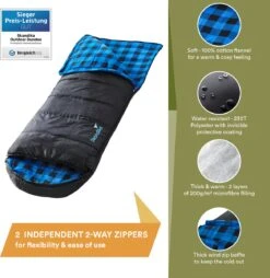 Skandika Dundee Flannel-L Slaapzak – Mummmieslaapzakken – Slaapzakken Volwassen - Maat M – Unisex - Katoen, Luxe Kwaliteit, Dubbele Slaapzak, 3 Seizoenen, Tot -20°C - 220 X 80 Cm - Outdoor Kampeerslaapzak – Ritssluiting Links - Zwart/blauw 12 Skandika Dundee Flannel-L Slaapzak – Mummmieslaapzakken – Slaapzakken Volwassen - Maat M – Unisex - Katoen, Luxe Kwaliteit, Dubbele Slaapzak, 3 Seizoenen, Tot -20°C - 220 X 80 Cm - Outdoor Kampeerslaapzak – Ritssluiting Links - Zwart/blauw -Buitenkampeer Winkel 1168x1200