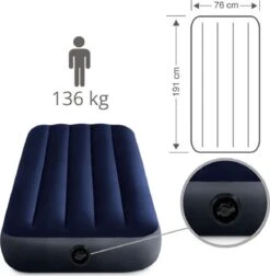 Intex Luchtbedset Intex Luchtbed - 1-Persoons - 76 X 191 X 25 Cm - Blauw + Intex Elektrische Pomp - 650 Liter/min + Hoeslaken Wit + Reparatieset -Buitenkampeer Winkel 1175x1200 5