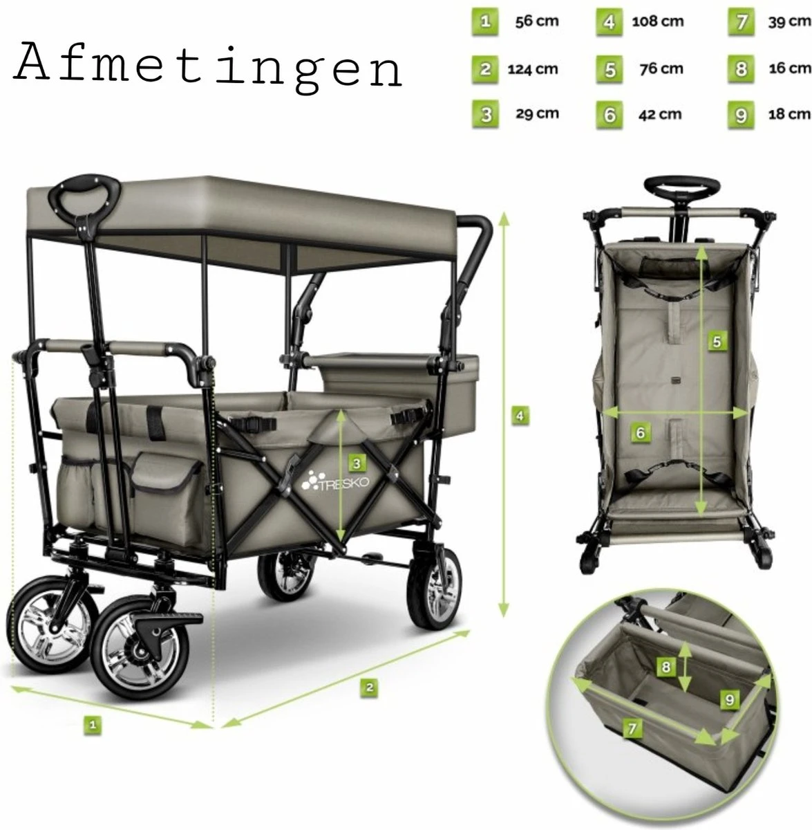 Wildebeest Bolderkar Opvouwbaar Grijs - Bolderwagen Met Kinder Zitje - Bolderkarren - Handkar Grijs - Opvouwbaar Transportwagen - Transportkar - Handkar Tuin Trolley Met Dak Transport Trolley XXL 9 Wildebeest Bolderkar Opvouwbaar Grijs - Bolderwagen Met Kinder Zitje - Bolderkarren - Handkar Grijs - Opvouwbaar Transportwagen - Transportkar - Handkar Tuin Trolley Met Dak Transport Trolley XXL - Afbeelding 7