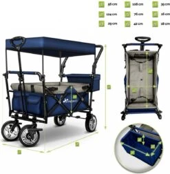 Tresko- Bolderkar, Grijs, Opvouwbaar, Met Dakje, Geschikt Tot 80 Kg - Bolderwagen - Kinderenvervoer - Bolderkarren - Tuinkar - Kinderwagen -Buitenkampeer Winkel 1176x1200 8