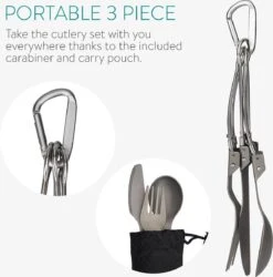 Navaris Campingbestek Van Titanium - Set Met Vork, Mes En Lepel - Inklapbaar - Bestekset Voor Onderweg - Inclusief Karabijnhaak En Bewaarzakje -Buitenkampeer Winkel 1184x1200 5