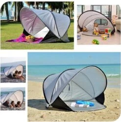 Deryan Luxe Pop Up Strandtent XXL - Anti-UV 50+ - Zilver -Buitenkampeer Winkel 1185x1200