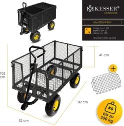 Exxen KESSER® Bolderkar, 550 Kg Belastbaar, Tuinwagen, Transportwagen, Tuinwagen, Uitneembaar Zeil, Gereedschapswagen, Handwagen, Veelzijdig Inzetbaar, Zwart -Buitenkampeer Winkel 1185x1200 4