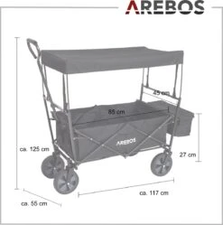 AREBOS Handwagen Vouwbare Dak Handwagen Vouwbare Trolley Uitrustingswagen Zwart -Buitenkampeer Winkel 1188x1200 10