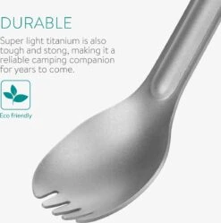 Navaris 2x Spork Met Extra Lange Handgreep - Set Van 2 - Campingbestek Van Titanium - Bestek Voor Onderweg - Lichtgewicht - Inclusief Bewaarzakje -Buitenkampeer Winkel 1188x1200