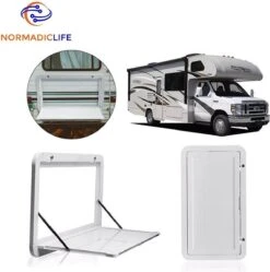 Merkloos NormadicLife® - Outdoor – Opklapbare Tafel - Eettafel – Tafel Voor Buitenkeuken - Caravan – Camper – Picknicktafel - Ingebouwd Ledlicht – Wit -Buitenkampeer Winkel 1189x1200 2