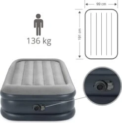 Intex Luchtbed - 1-Persoons - 99 X 191 X 42 Cm - Grijs - Met Pomp, Hoeslaken Zwart En Reparatieset -Buitenkampeer Winkel 1189x1200 6