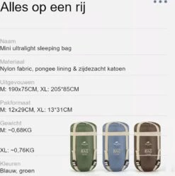 Naturehike® Slaapzak - Lichtgewicht - 205*85cm - Compact - Waterdicht - 3 Seizoenen Slaapzak Lente, Zomer & Herfst - Outdoor - Slaapzakken Volwassen & Kinderen -Buitenkampeer Winkel 1190x1200 2