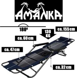 Ligstoel 155x60cm - Opvouwbaar Campingstoel Ligbed Strandstoel Tuinstoel Vouwligstoel Blauw -Buitenkampeer Winkel 1190x1200 6