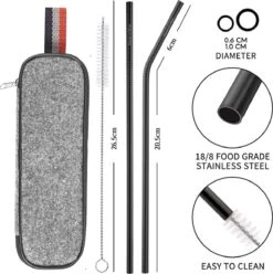 House Of Husk Reisbestek - Reis Bestekset - Chopsticks - Metalen Rietjes Met Borstel - Lepel - Vaatwasserbestendig - RVS - 7 Delig - Zwart -Buitenkampeer Winkel 1193x1200 4