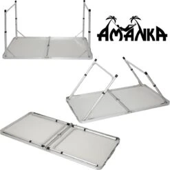 Aluminium Kampeertafel 120x60cm - Campingtafel Inklapbaar - 3-voudig Verstelbare Vouwtafel Antraciet -Buitenkampeer Winkel 1198x1200 14