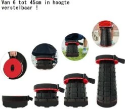 Kampeerkruk - Uitschuifbare Kruk - Rood/Zwart- Tot 120 Kg - Travel Stool - Opvouwbare Campingkruk - Inklapbaar Krukje - Telescopische Kruk - Camping - Outdoor -Buitenkampeer Winkel 1200x1051 5