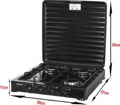 Zilan - Gas Kooktoestel 4 Pits - Campingkooktoestel - Gaskookplaat - Zwart -Buitenkampeer Winkel 1200x1052 1