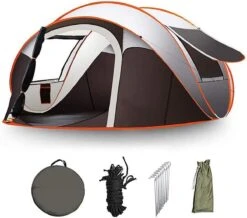 Fly Lab Luxe Pop Up Tent - Kampeer Tent - Grijs/Oranje - 4 Persoons -Buitenkampeer Winkel 1200x1059