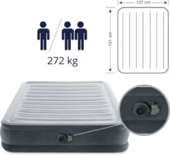 Intex Luchtbed - Twijfelaar - 137 X 191 X 33 Cm - Grijs - Met Ingebouwde Pomp, Hoeslaken Antraciet En Reparatieset -Buitenkampeer Winkel 1200x1100 2