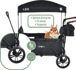 FableKids LEO X2 Lite Opvouwbare Handkar Met Dak Onyx Zwart -Buitenkampeer Winkel 1200x1100 3