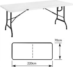 Casaria Tuintafel Opvouwbaar – Met Draaggreep 220x70 Cm – Wit -Buitenkampeer Winkel 1200x1101