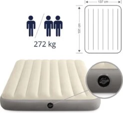 Intex Luchtbedset Intex Luchtbed - Twijfelaar - 137 X 191 X 25 Cm - Beige + Intex Elektrische Pomp - 650 Liter/min + Hoeslaken Zwart + Reparatieset -Buitenkampeer Winkel 1200x1102 3