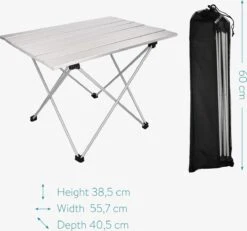 Navaris Campingtafel - Inklapbaar Campingtafeltje Van Aluminium - Opvouwbare Tafel Inclusief Draagtas - Picknicktafel - Zilver -Buitenkampeer Winkel 1200x1120 3