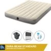 Intex Luchtbedset Intex Luchtbed - Twijfelaar - 137 X 191 X 25 Cm - Beige + Intex Elektrische Pomp - 650 Liter/min + Hoeslaken Zwart + Reparatieset -Buitenkampeer Winkel 1200x1130