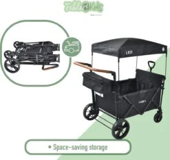 FableKids LEO X4Lite Opvouwbare Handkar Met Dak Onyx Zwart -Buitenkampeer Winkel 1200x1131 6