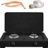 TronicXL Turbo Campingkooktoestel Met 2 Vlammen Aluminium Brander Gasaansluitslang En Drukregelaar, Gasfornuis, Gas, Zwart, Inclusief Draadgaas -Buitenkampeer Winkel 1200x1147 3