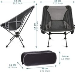 Smartpeas Camping Stoel Van Stevig 600D Polyester En Aluminium - Lichtgewicht En Opvouwbaar - Camping Gadget Inclusief Zijzakken +Plus: Strandmat & Draagtas -Buitenkampeer Winkel 1200x1150 3