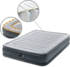 Intex Luchtbed - Twijfelaar - 137 X 191 X 33 Cm - Grijs - Met Ingebouwde Pomp, Hoeslaken Antraciet En Reparatieset -Buitenkampeer Winkel 1200x1152 1