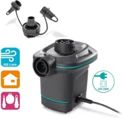 Intex Luchtbedset Intex Luchtbed - 1-Persoons - 76 X 191 X 25 Cm - Blauw + Intex Elektrische Pomp - 650 Liter/min + Hoeslaken Antraciet + Reparatieset -Buitenkampeer Winkel 1200x1155 18