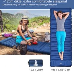 Hikr® Slaapmat 10cm+ Dikte - Comfortabel Luchtmatras - Zelfopblazend Met De Voet - TPU+40D Nylon - Slaapmatje Eenpersoons En Uit Te Breiden Tot Tweepersoons - Slaapmat Met Ingebouwde Pomp -Buitenkampeer Winkel 1200x1159 2