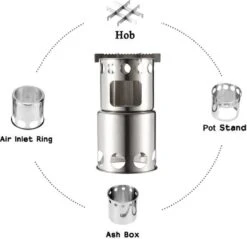 Merkloos Campingkooktoestel, Houtkachel, Draagbaar, Roestvrij Staal, Hobo-kooktoestel Met Opbergzak, Voor Barbecue, Camping, Picknick, Wandelen -Buitenkampeer Winkel 1200x1163 3