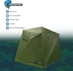 FisherPro Karpertent Met Stormcover – Vistent – Tent - Bescherming Tegen Zon En Wind – 100% Waterdichte Stormhoes – Met Handige Meeneemtas – Ook Geschikt Als Strandtent Of Festivaltent – Extra Veiligheid En Warmte Door Stormcover -Buitenkampeer Winkel 1200x1164 2