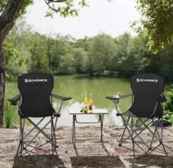 MIRA Home - Campingstoel Set Van 2 Inklapbaar - Klapstoel Met Robuust Frame - Met Flessenhouder - 76 X 51.5 X 95.5 Cm - Zwart -Buitenkampeer Winkel 1200x1166 3