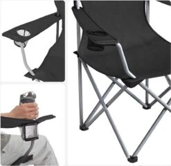 MIRA Home - Campingstoel Set Van 2 Inklapbaar - Klapstoel Met Robuust Frame - Met Flessenhouder - 76 X 51.5 X 95.5 Cm - Zwart -Buitenkampeer Winkel 1200x1168 3