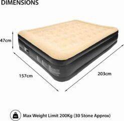 Merkloos Avenli 88030 Hoog Verhoogd Gevlokt Luchtbed | Queensize | Ingebouwde Pompen | Snelle En Gemakkelijke Inflatie -Buitenkampeer Winkel 1200x1173 1