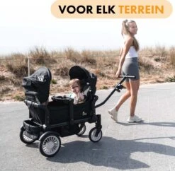 Deryan Luxe Sandy Bolderkar - Duo Buggy - Tandem Buggy - Opvouwbaar - Inklapbare Bolderwagen - Duo Kinderwagen - Zwart -Buitenkampeer Winkel 1200x1176 10