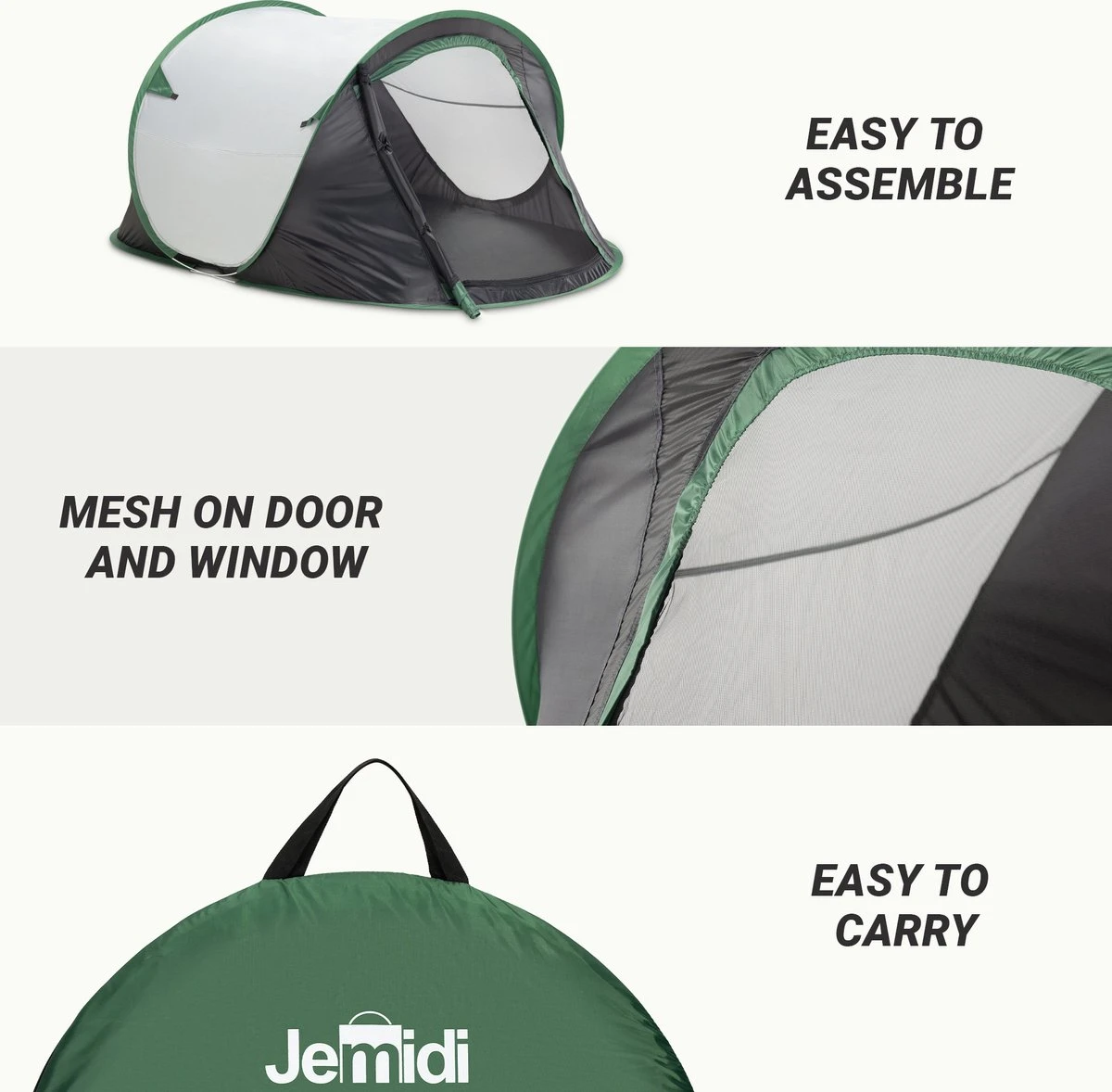 JEMIDI Tweepersoons Pop-up Tent - Opgooitent, Werptent Voor 2 Personen - Ideaal Als Festivaltent Of Kampeertent - Verschillende Kleuren 12 JEMIDI Tweepersoons Pop-up Tent - Opgooitent, Werptent Voor 2 Personen - Ideaal Als Festivaltent Of Kampeertent - Verschillende Kleuren - Afbeelding 11