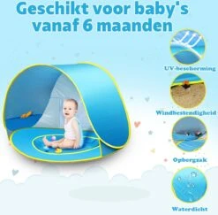 Seidon Strandtent Baby - Pop Up Tent - UV Bescherming - Baby En Kind - Waterdicht - Zwembadje - UV Bescherming -Buitenkampeer Winkel 1200x1180 11