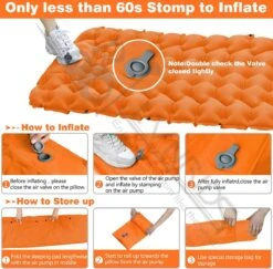 LVNRIDS Isomat, Zelfopblazend, Ultralicht, Luchtmatras, Camping, Zelfopblaasbaar, Opblaasbaar Matras, 3,9 Inch Dik, Met Voetperspomp En Kussen, Voor Camping, Reizen, Outdoor, Wandelen, Strand, Oranje -Buitenkampeer Winkel 1200x1182 15