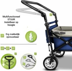 Tresko- Bolderkar, Grijs, Opvouwbaar, Met Dakje, Geschikt Tot 80 Kg - Bolderwagen - Kinderenvervoer - Bolderkarren - Tuinkar - Kinderwagen -Buitenkampeer Winkel 1200x1182 17