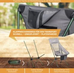 Skandika Campingstoel Compact SET – Campingstoelen – Campingstoel Tot 150 Kg Belastbaar - Kampeerstoel, Visstoel, Kleine Pakmaat, Opvouwbaar, Stabiel, Licht, Comfortabel Gepolsterd – Draagtas Meegeleverd – Vouwstoel – Kampeermeubelen – Grijs -Buitenkampeer Winkel 1200x1184 2