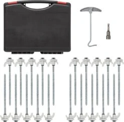 PROPLUS Pro Plus Tentharing Set - 20 Stuks - Ø 7 X 200 Mm - Schroefbaar - Adapter + Koffer -Buitenkampeer Winkel 1200x1186 11